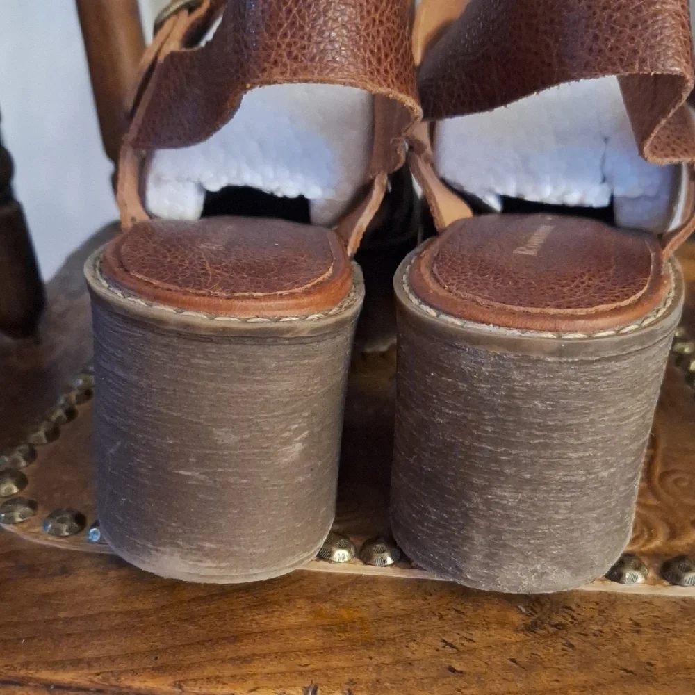 Romano Brown Leather Rugged Platform Sandals